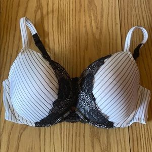 Cacique White and Black Striped Bra